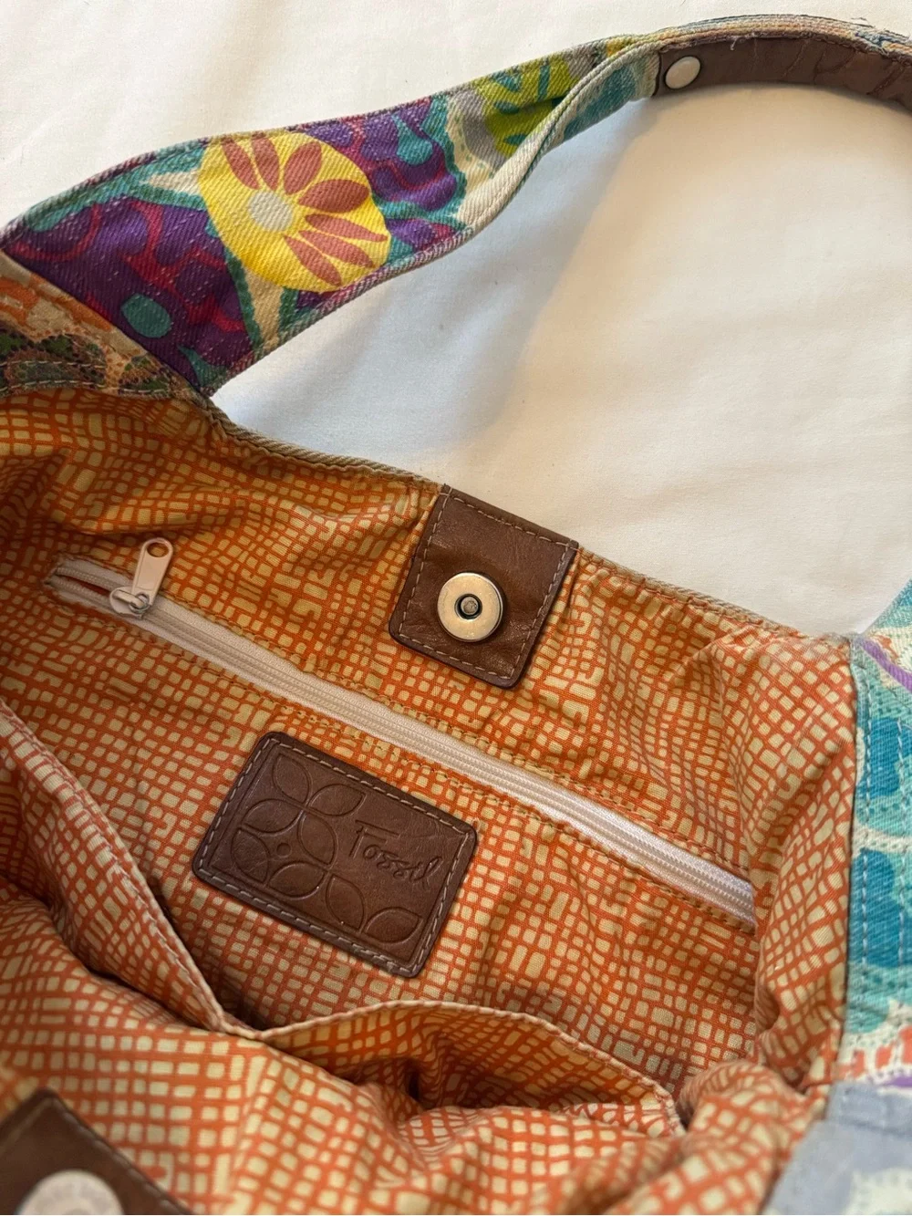 FOSSIL | Vintage Floral Patchwork Canvas Shoulder Bag Tote